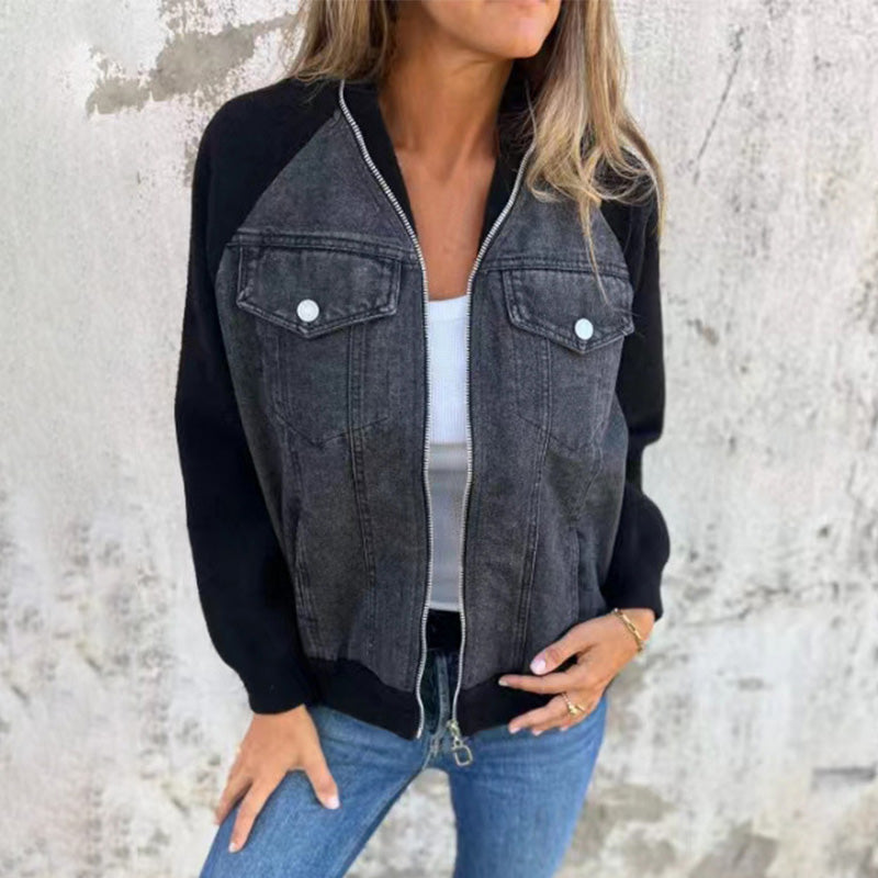 Lilia - Denimjakke med lynlås