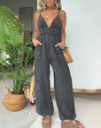 Anja - Denim-jumpsuit med dyb V-hals til kvinder