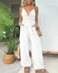 Anja - Denim-jumpsuit med dyb V-hals til kvinder