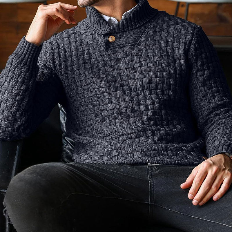 Mirko - Elegant herresweater med struktur og høj krave