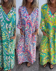 Herminie - Elegant maxikjole med smukt sommerprint til damer
