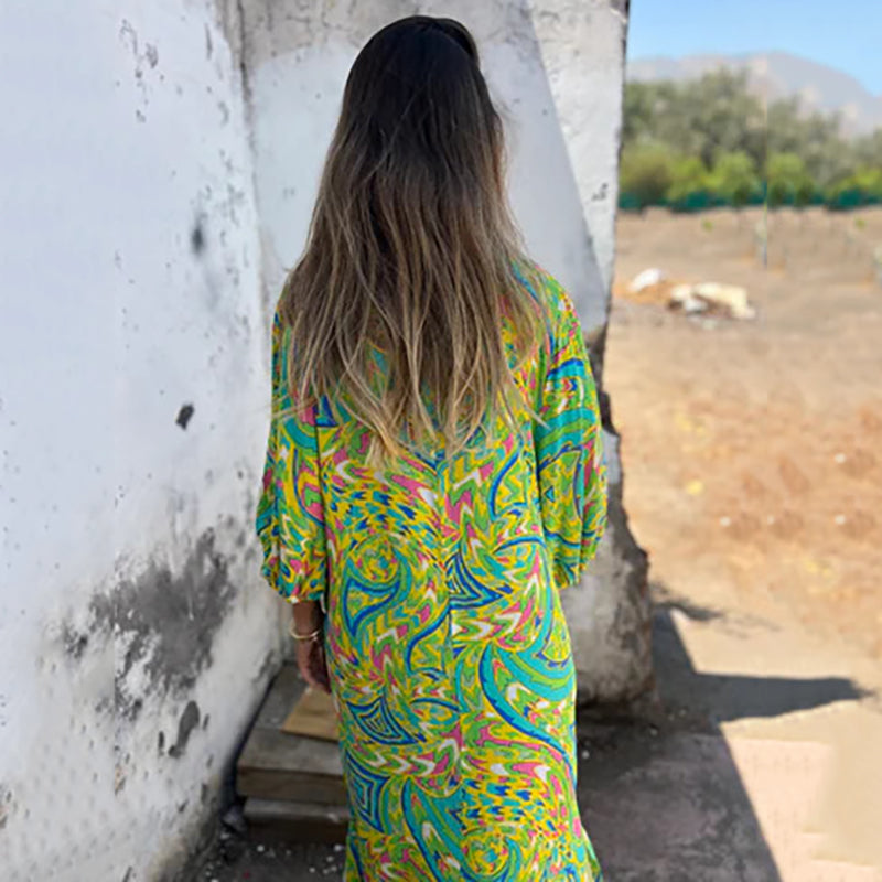 Herminie - Elegant maxikjole med smukt sommerprint til damer
