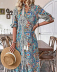 Esther - Elegant boho-kjole med V-hals og blomsterprint til damer