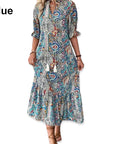 Esther - Elegant boho-kjole med V-hals og blomsterprint til damer