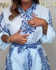Mylene - Playsuit med print og bindebælte