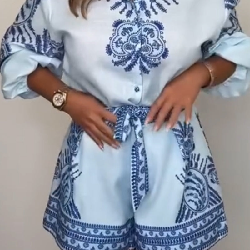 Mylene - Playsuit med print og bindebælte