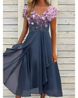 Halina - Elegant sommerkjole med V-hals og unikt print