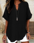 Sylmira - Elegant løs bluse med V-hals