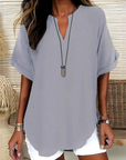 Sylmira - Elegant løs bluse med V-hals