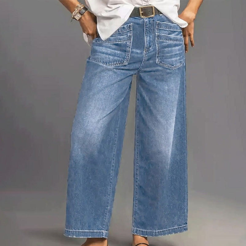 Rexelle - Jeans til kvinder med høj talje og vid pasform, denimkomfort &amp; moderne stil