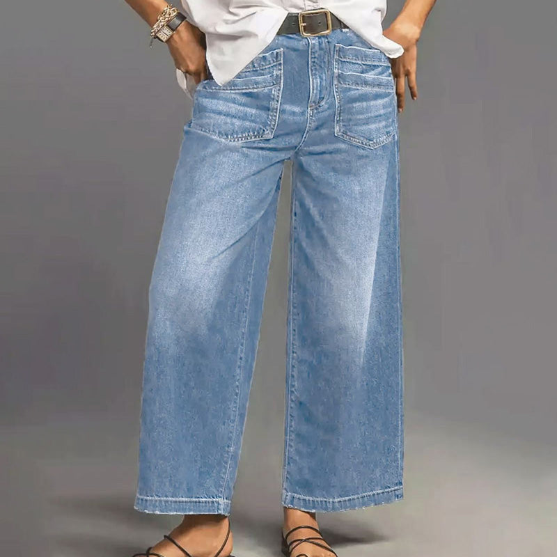 Rexelle - Jeans til kvinder med høj talje og vid pasform, denimkomfort &amp; moderne stil