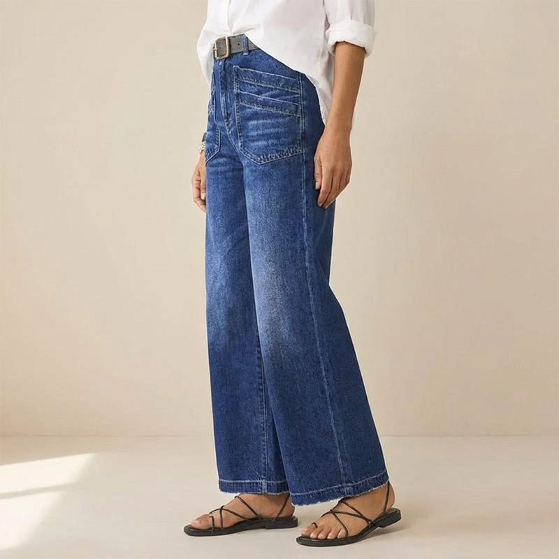 Rexelle - Jeans til kvinder med høj talje og vid pasform, denimkomfort &amp; moderne stil