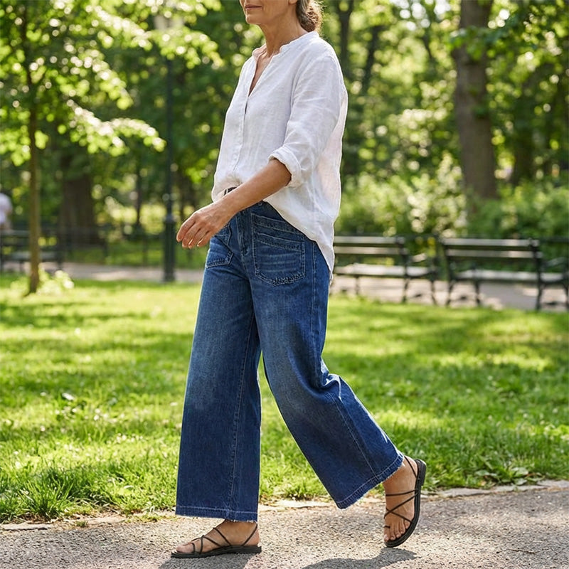 Rexelle - Jeans til kvinder med høj talje og vid pasform, denimkomfort &amp; moderne stil
