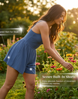 Mirestra - Jumpsuit til damer med shorts i ribstof og integreret nederdel med vidde