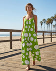 Dovellae - Jumpsuit til damer med tynde stropper, blomsterprint og vide ben til sommer