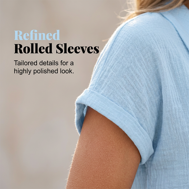 Soralyne - T-shirt til kvinder med V-hals i let struktureret stof