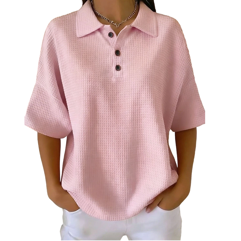 Orelina - Polo til damer med struktur og knappekrave, casual fit