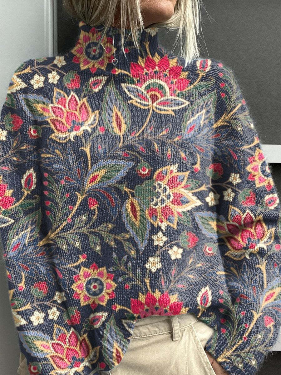 Noelle - Regnbuefarvet rullekravesweater til damer