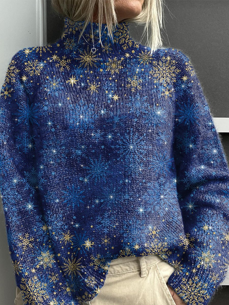 Noelle - Regnbuefarvet rullekravesweater til damer