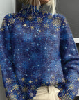 Noelle - Regnbuefarvet rullekravesweater til damer