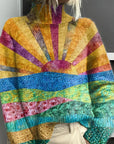 Noelle - Regnbuefarvet rullekravesweater til damer