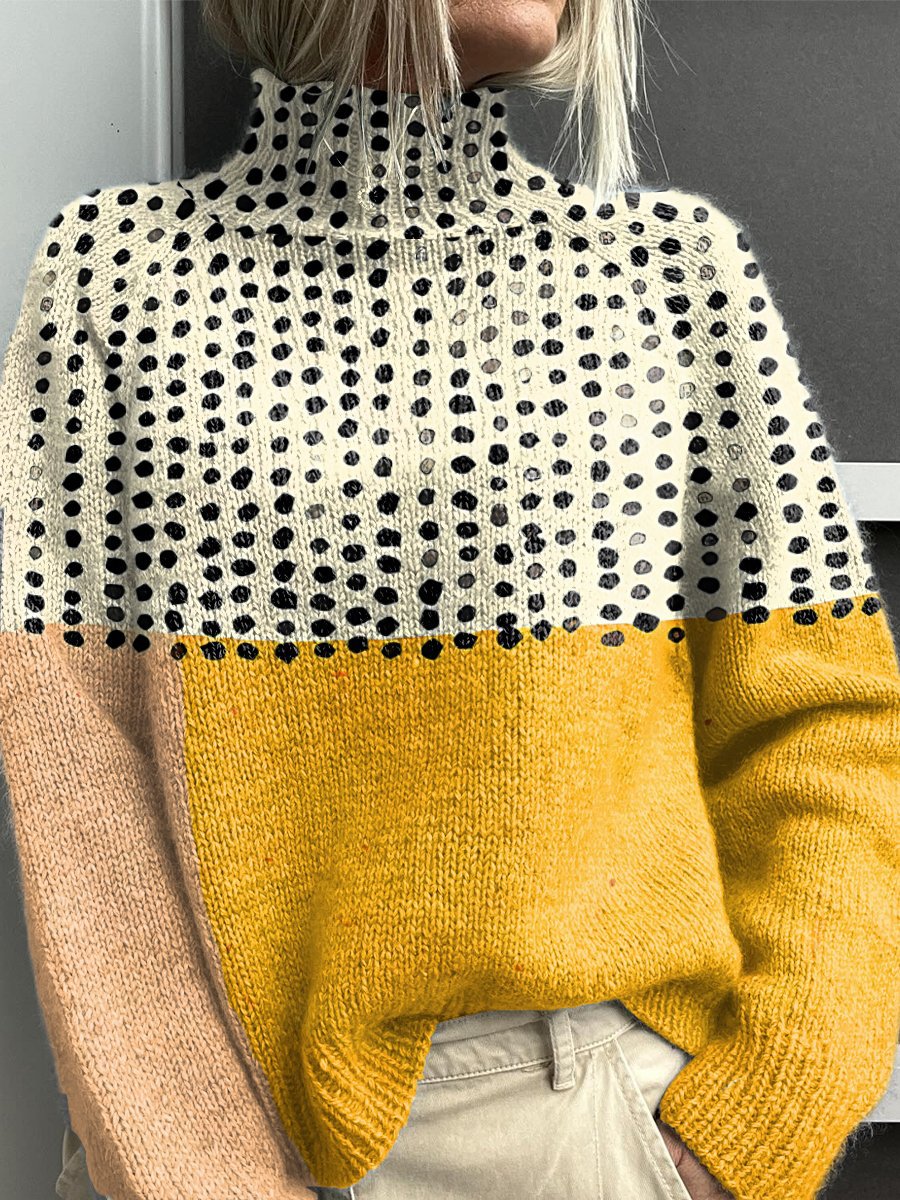 Noelle - Regnbuefarvet rullekravesweater til damer